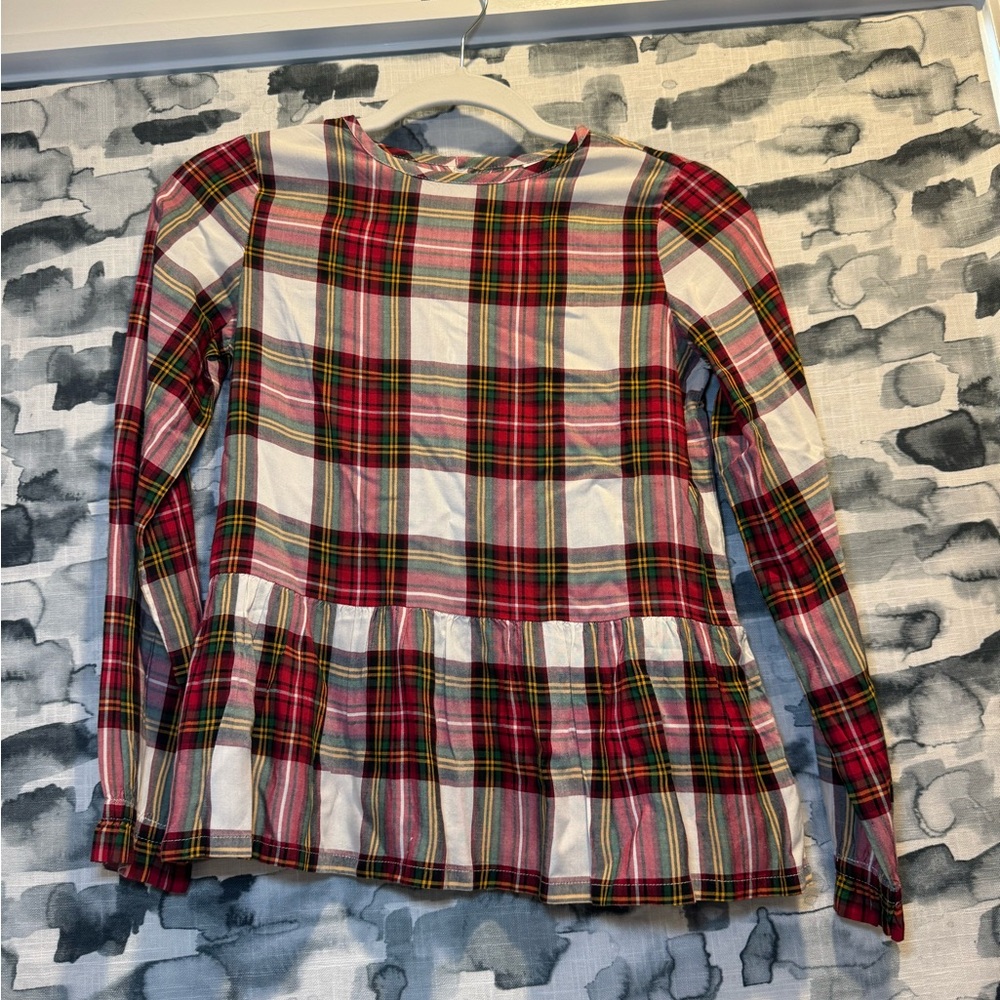 Hanna Andersson peplum holiday print top size 10